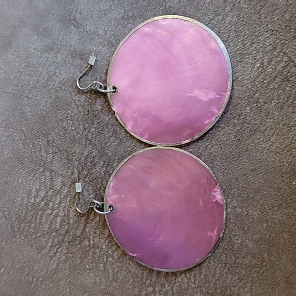 3/$20 Pink Jumbo Shell Beach Circle Earrings - Picture 2 of 6
